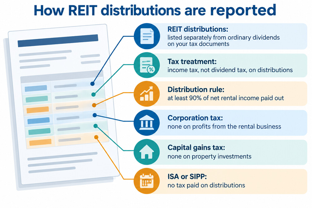 A tax certificate or statement showing REIT distributions listed separately from dividends