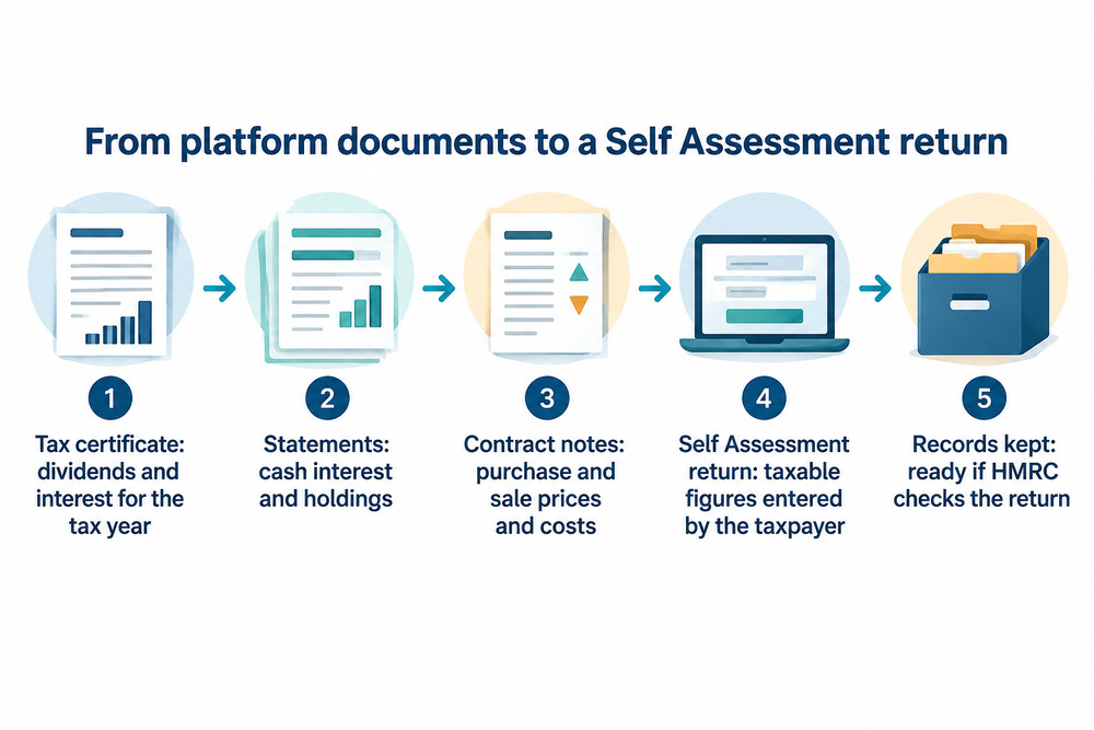 Diagram showing how platform documents feed a Self Assessment return