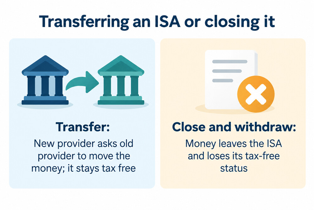 A flow diagram showing a transfer passing directly between two ISA providers
