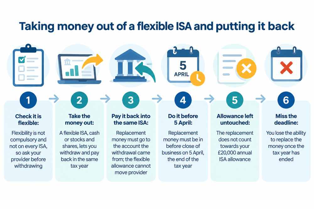 A saver moving money between a cash ISA account and their everyday bank account
