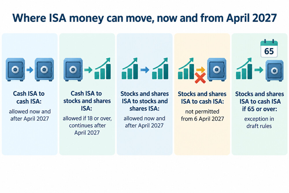 Which ISA transfers are allowed now and from April 2027