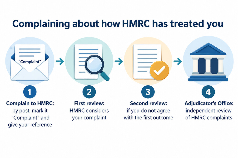Steps for complaining about HMRC from first review to the Adjudicator's Office