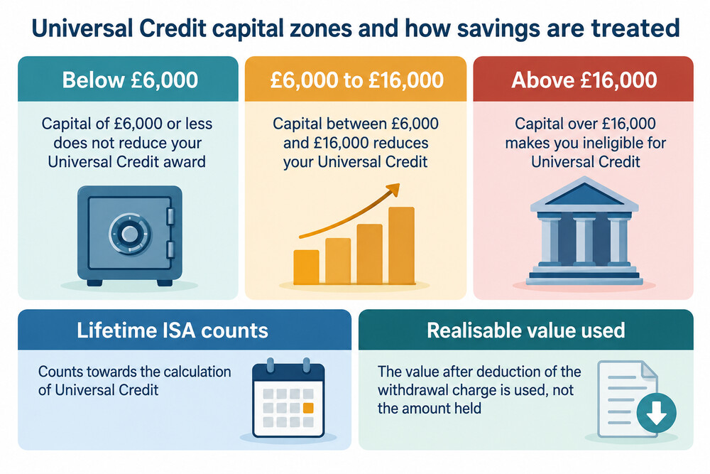 A simple bar showing the three capital zones: below £6,000, £6,000 to £16,000, and above £16,000