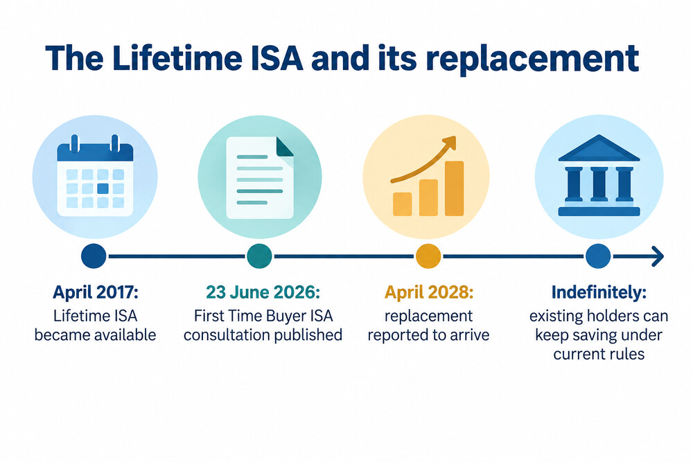 A timeline showing the Lifetime ISA running alongside the introduction of the First Time Buyer ISA
