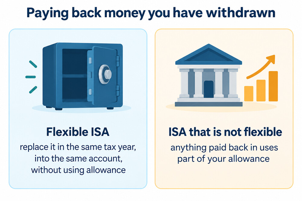 How a flexible ISA treats a withdrawal compared with an ISA that is not flexible