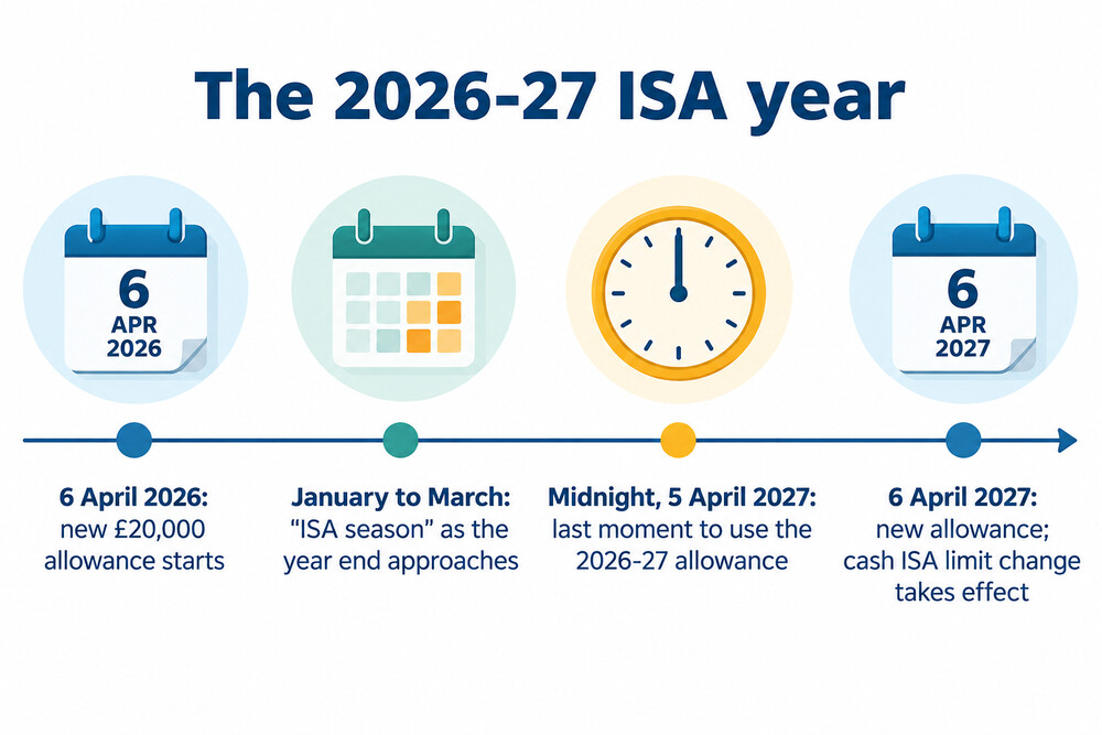 The ISA year from 6 April 2026 to the 5 April 2027 deadline and the cash ISA change that follows