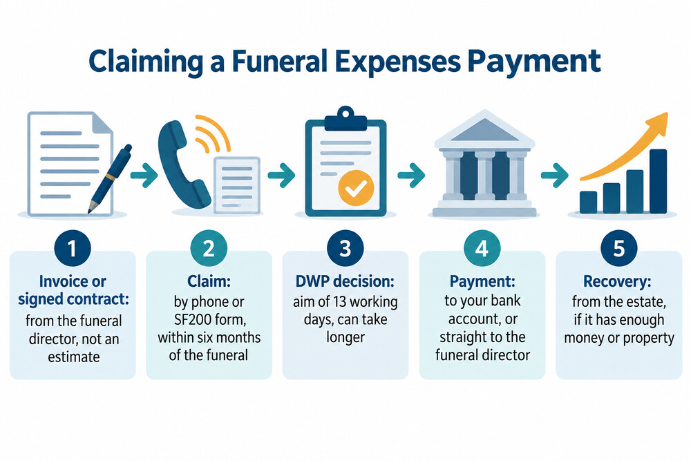 How a Funeral Expenses Payment claim moves from invoice to payment
