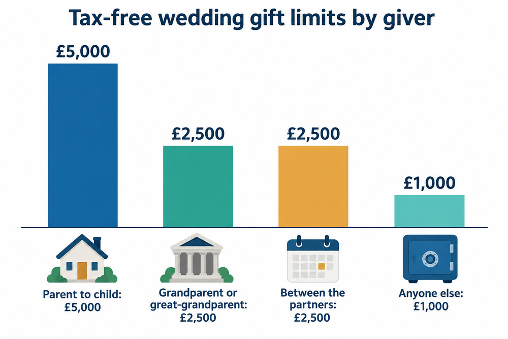 Tax-free wedding gift limits by who is giving