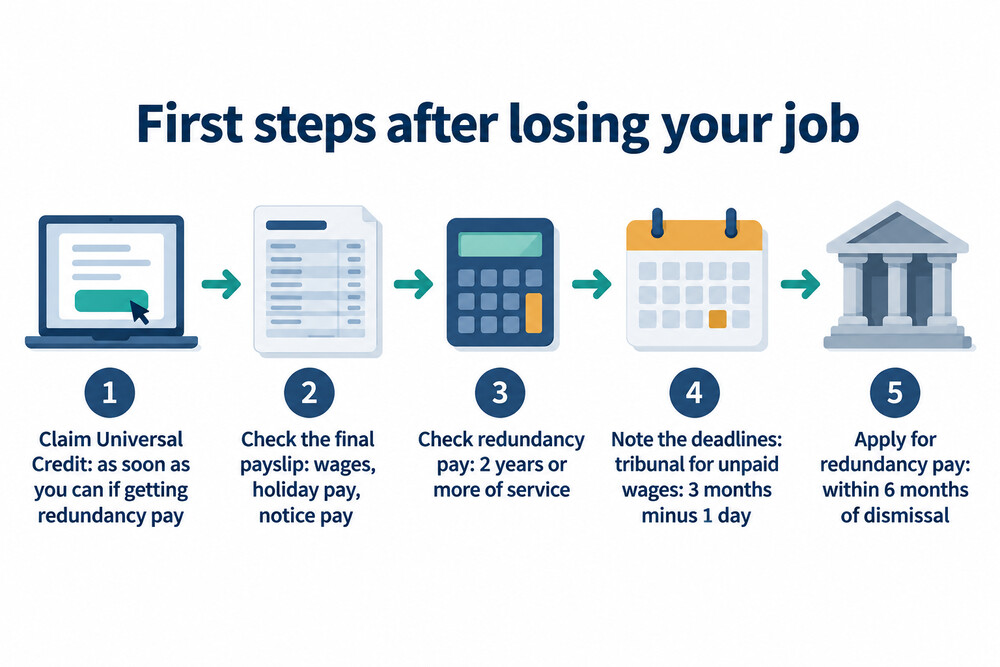 The first steps after losing a job, in order