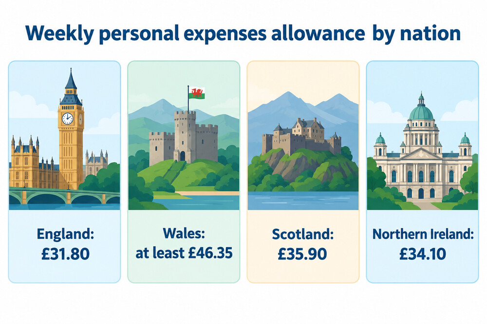 A four-nation comparison of the weekly personal expenses allowance