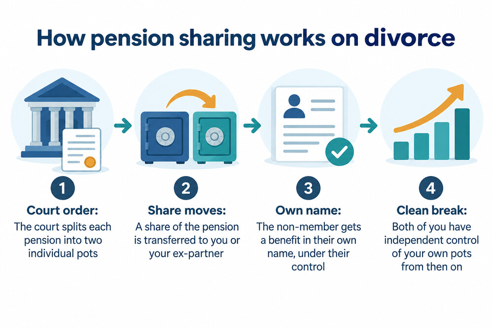 A pension sharing order document from a court, showing the percentage of a pension to be transferred