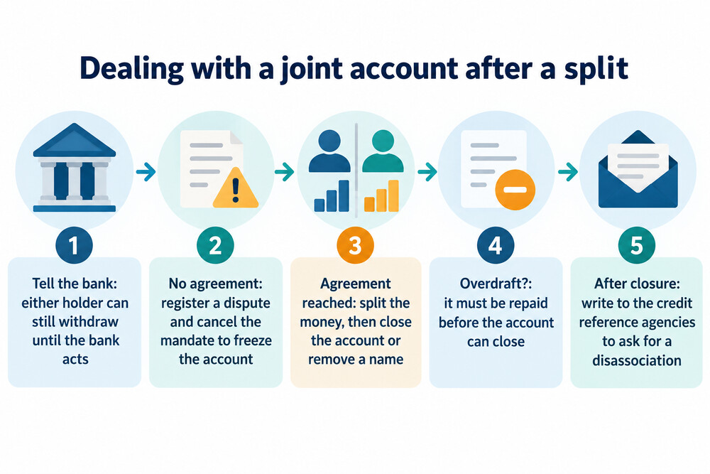 How the options for a joint account after separation fit together