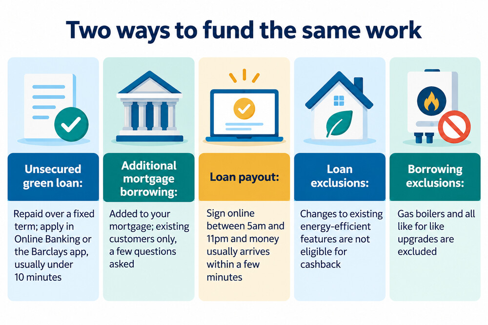 A simple comparison of an unsecured green personal loan and additional mortgage borrowing