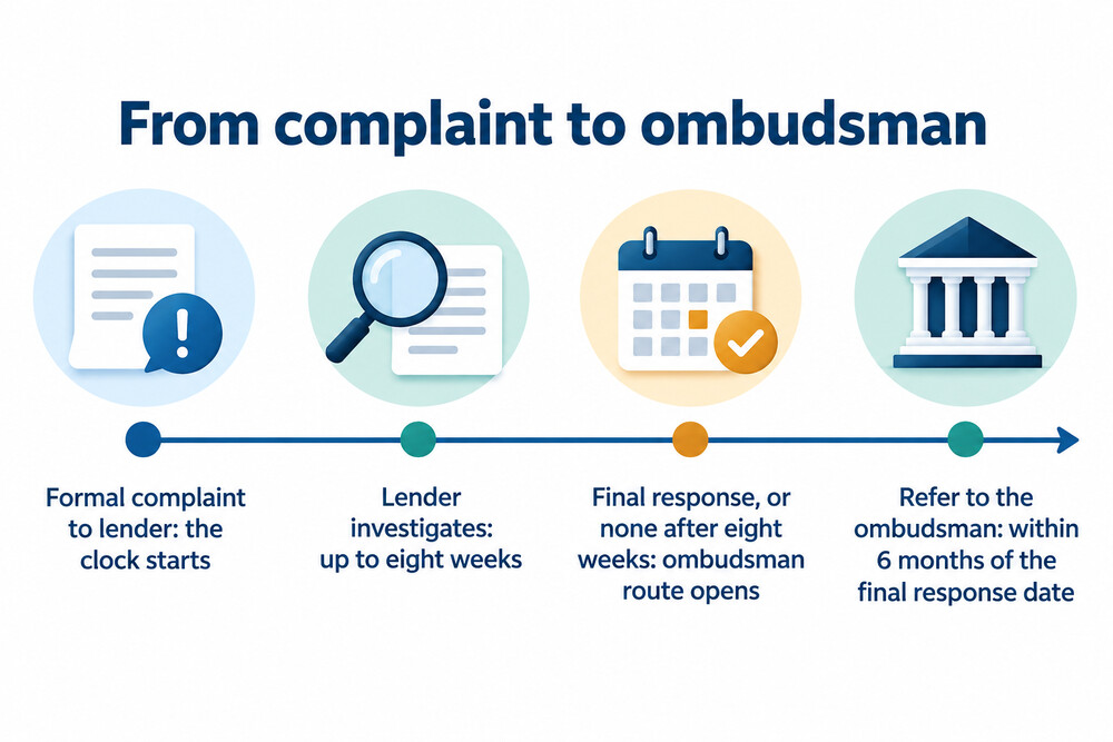Timeline from a formal complaint to the ombudsman deadline