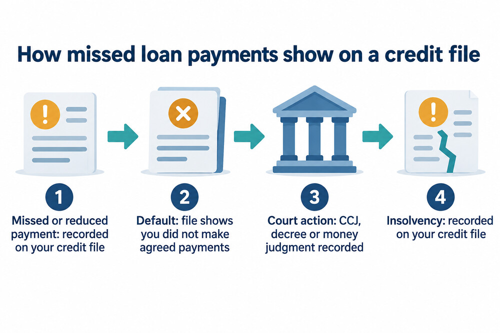 How loan arrears build up on a credit file, stage by stage