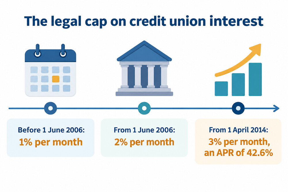 How the legal cap on credit union interest has risen