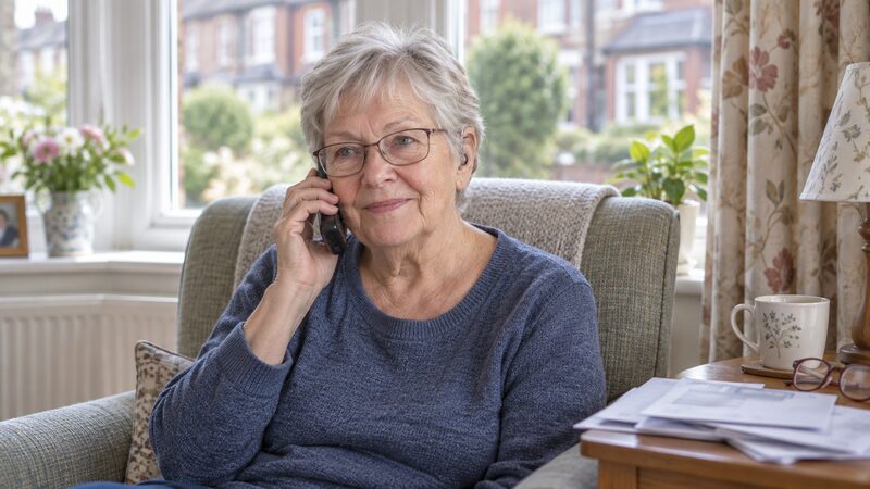 A person on a phone call receiving free debt advice from a charity adviser