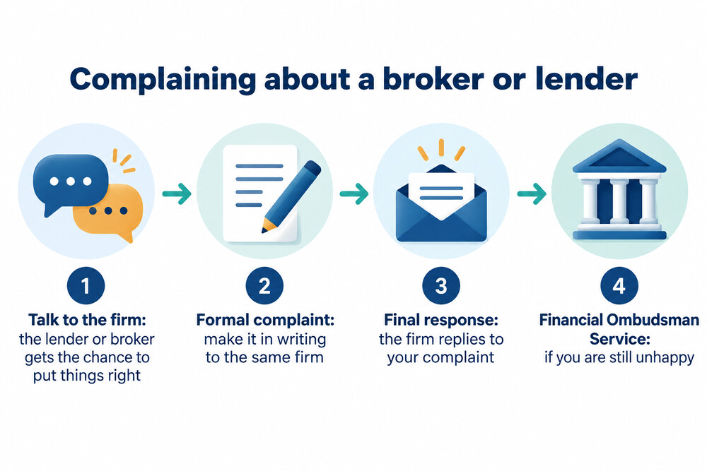 Steps to complain about a lender or broker, from the firm to the ombudsman