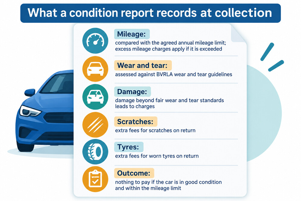 A condition report form used when a financed car is collected at the end of an agreement