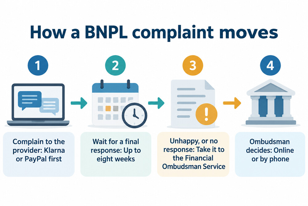 A flow showing the complaints route from provider to ombudsman