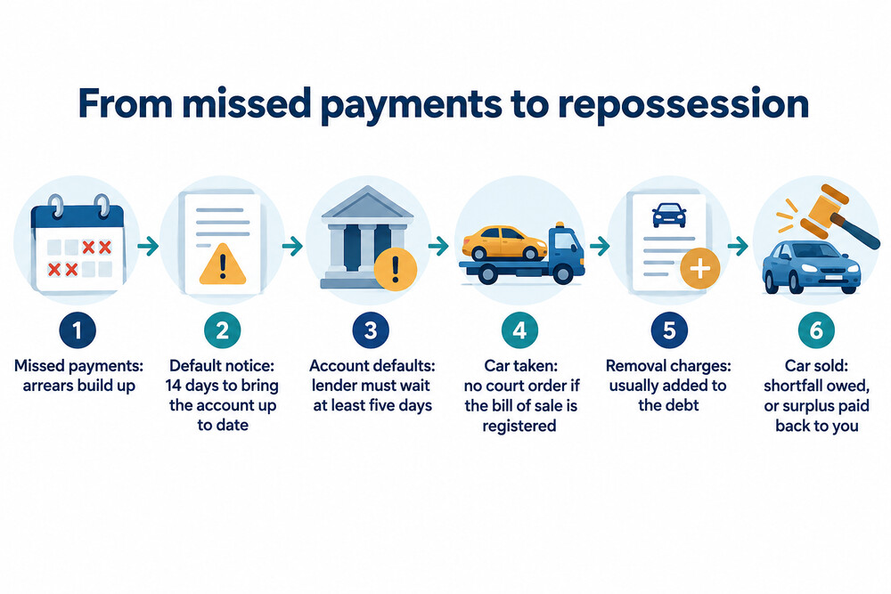 From missed payments to sale: how a logbook lender recovers the car