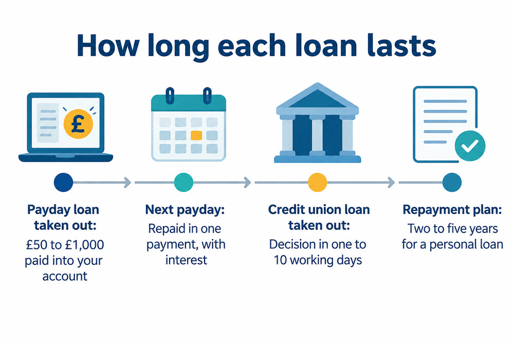 A timeline comparing how quickly each loan is paid back