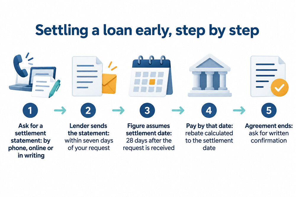 How an early settlement request works, from asking for a figure to the account closing