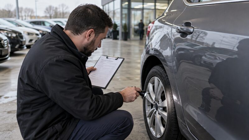 A returned PCP car being inspected for mileage and condition at the end of the agreement