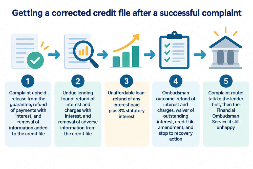 A credit report showing a corrected entry after a complaint is upheld