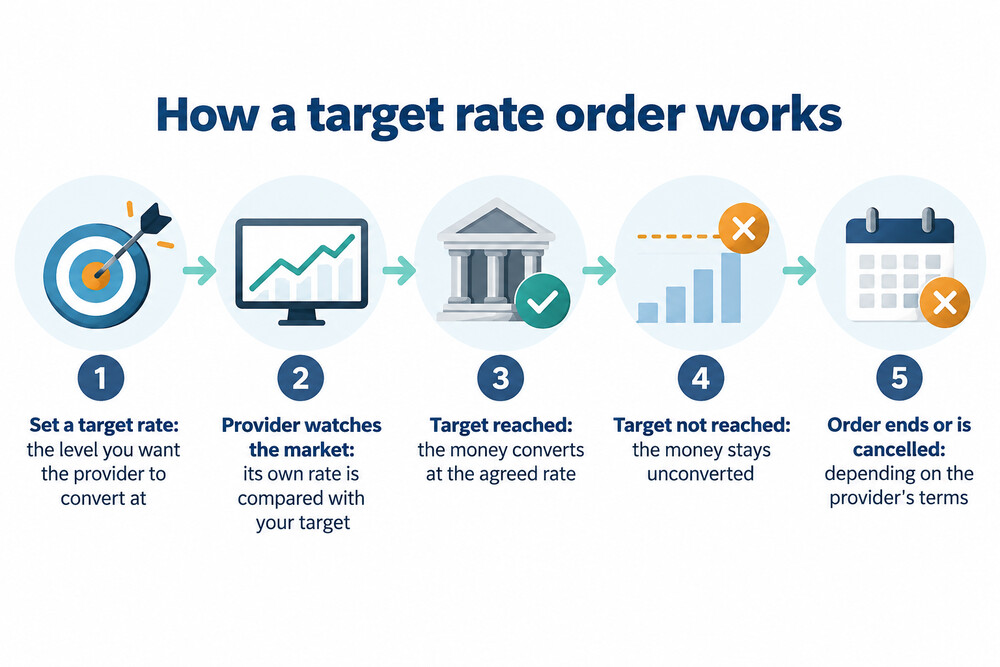 How a target rate order decides whether a payment converts
