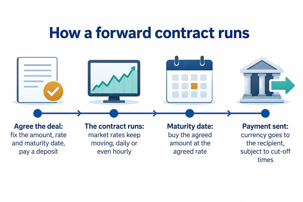 How a forward contract works from the day the rate is fixed to the maturity date