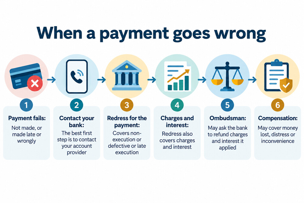 A bank statement showing a payment that has left one account but not arrived at the recipient
