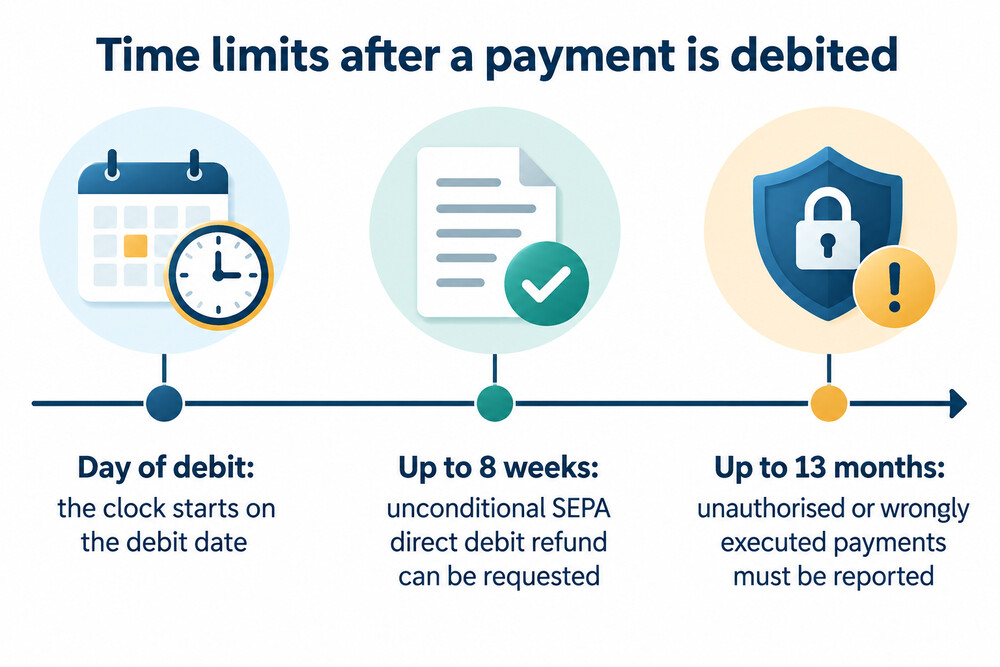 Refund windows after a direct debit leaves the account