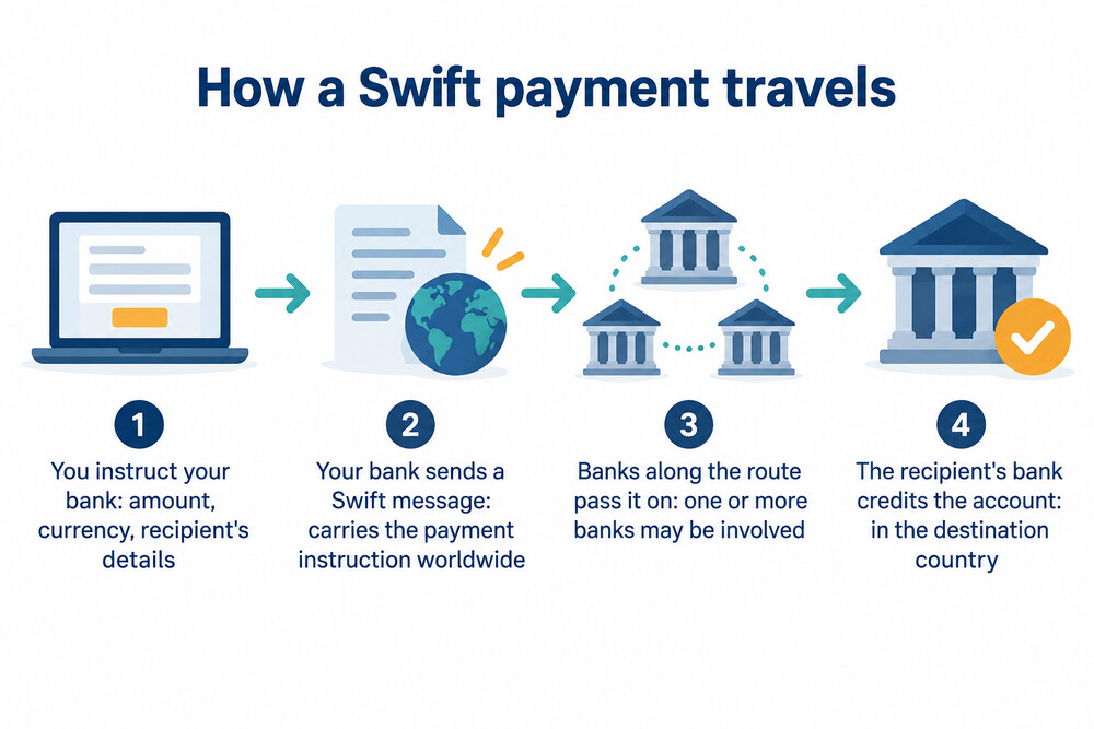 How a Swift payment moves from a UK bank to a bank abroad