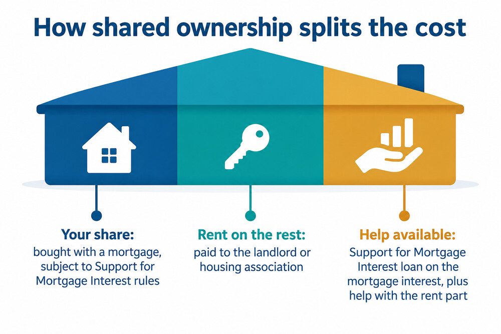 How shared ownership splits a home purchase between a mortgage on your share and rent on the rest