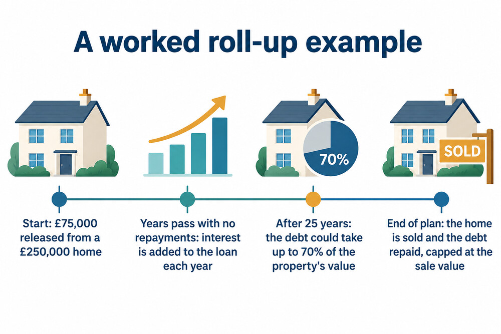 How a lifetime mortgage debt grows when interest rolls up