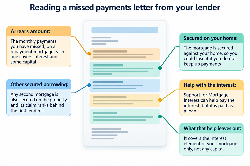 A letter from a mortgage lender about missed payments