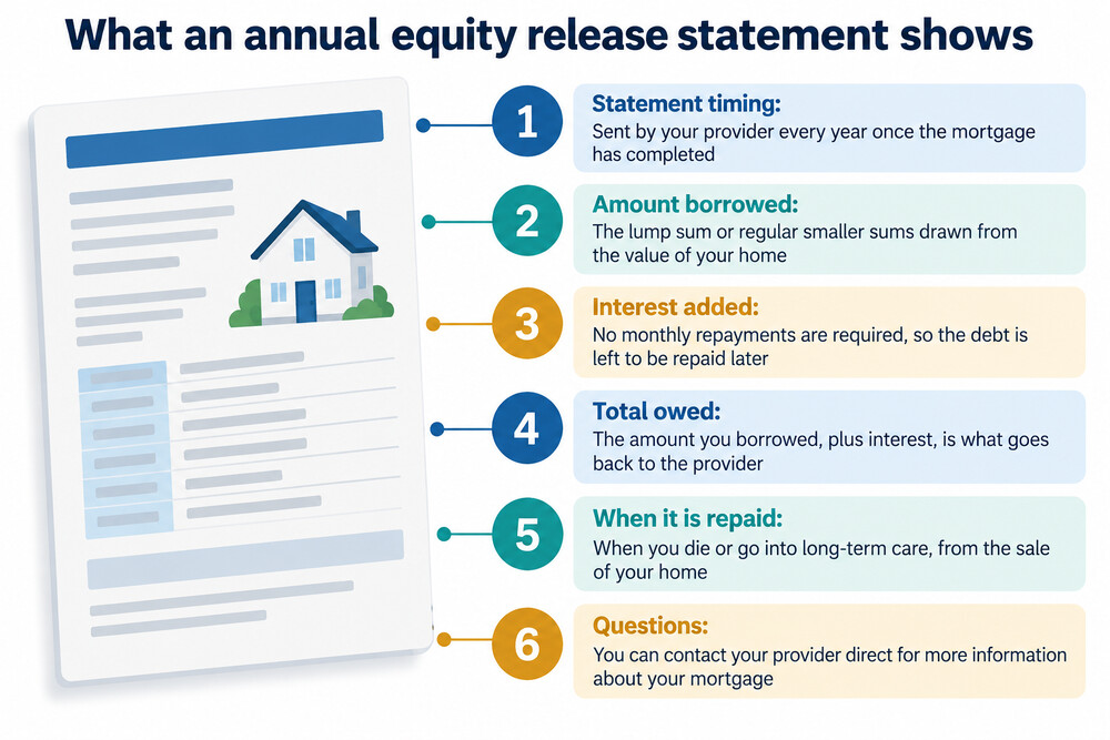 An annual mortgage statement from an equity release provider