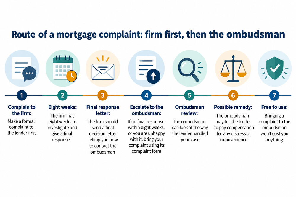 A timeline showing a complaint moving from lender to ombudsman