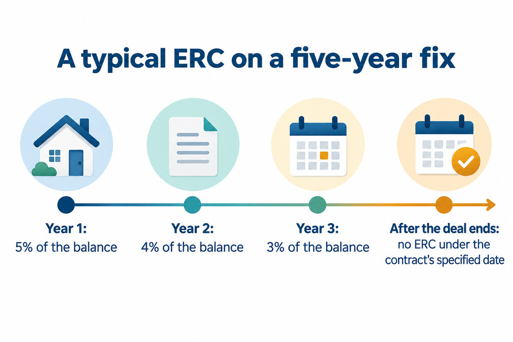 How an early repayment charge on a typical five-year fix falls each year