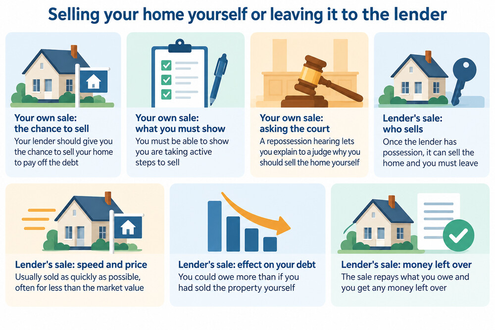 A side-by-side comparison of selling your home yourself versus a lender selling it after repossession