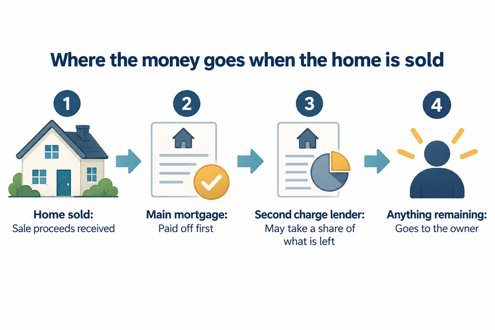 The order in which money from a home sale is paid out when there are two secured loans