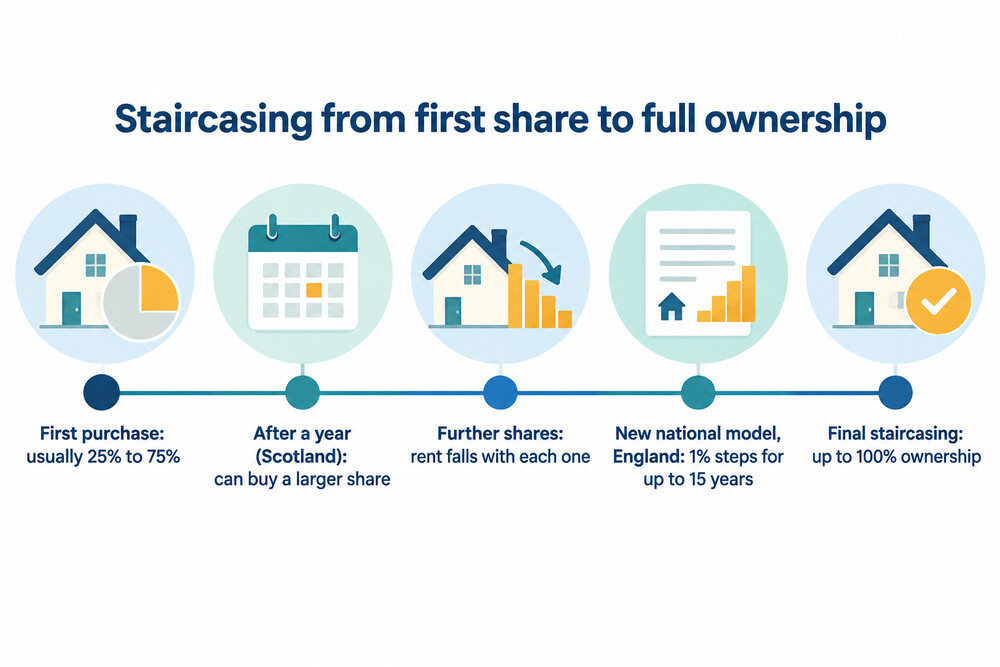 Timeline of staircasing from a first share to full ownership