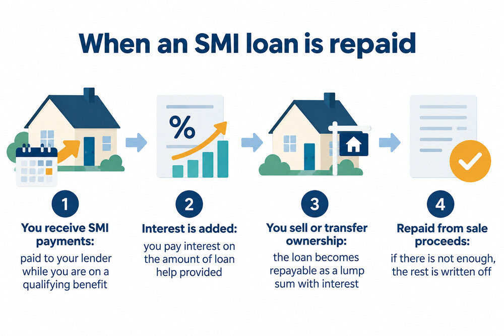 A diagram showing how an SMI loan builds up and is repaid from sale proceeds