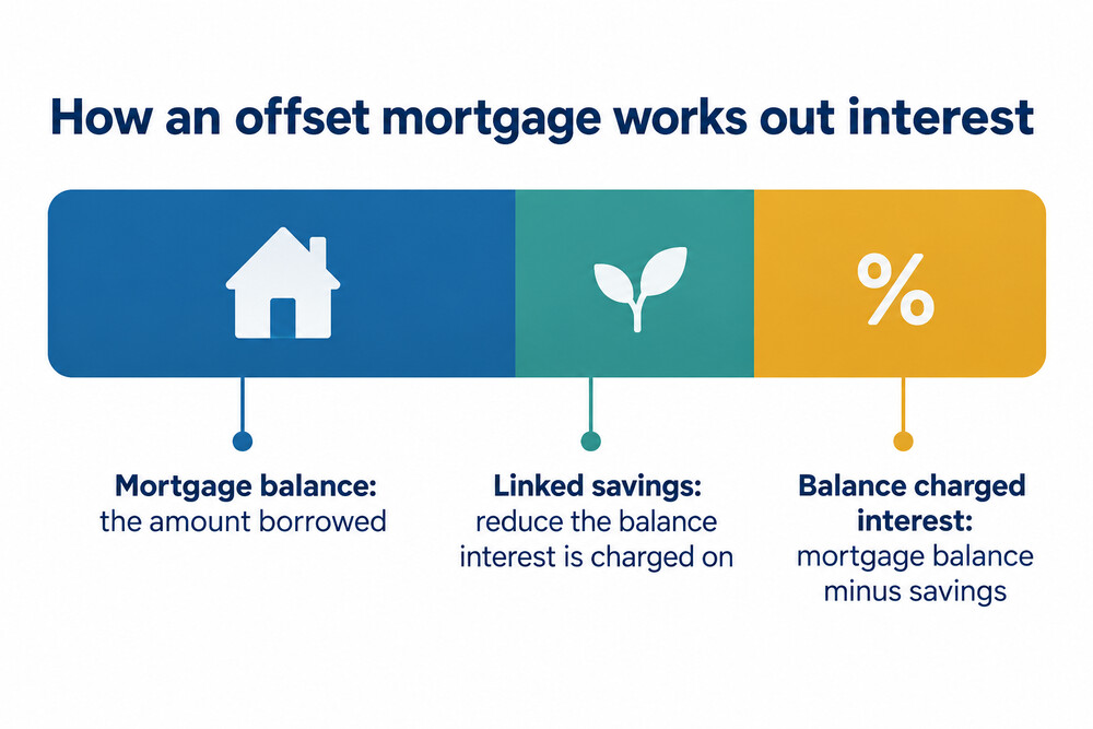 How money in a linked savings account reduces the balance on which mortgage interest is charged