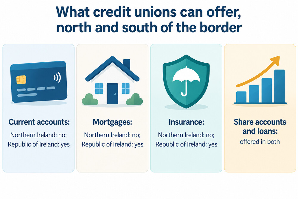 Credit union services in Northern Ireland and the Republic of Ireland side by side