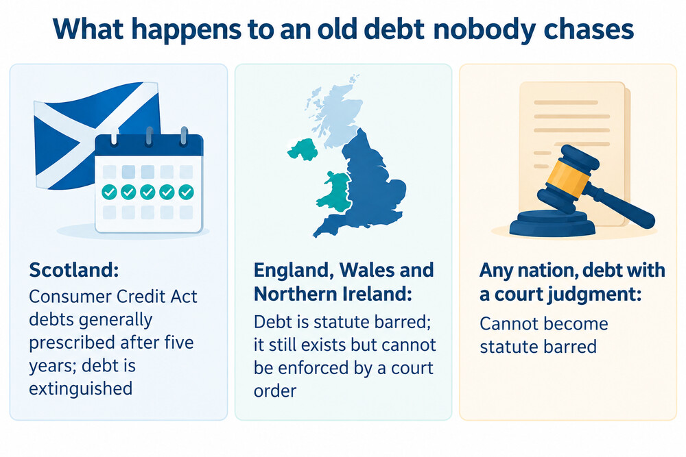 A timeline of a Scottish credit debt from default to prescription