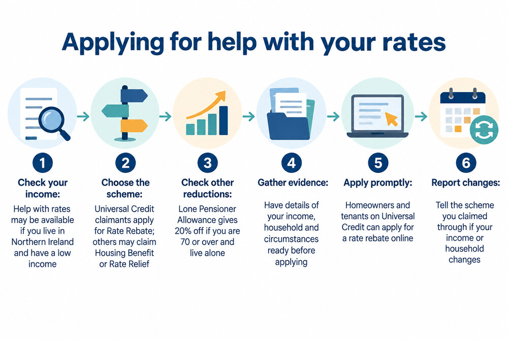 A step-by-step visual guide to applying for help with rates