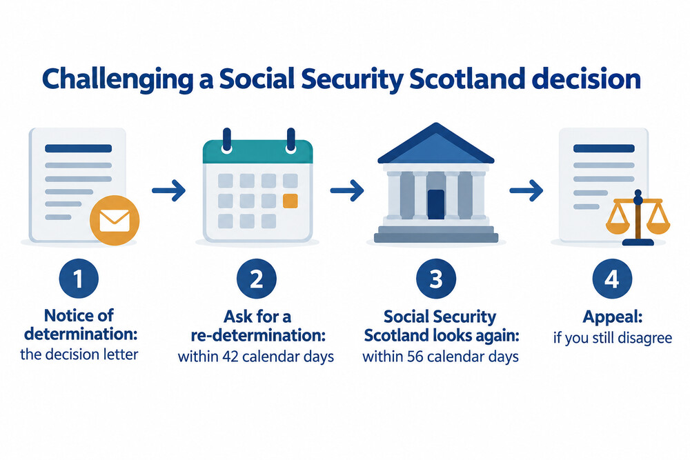 The steps to challenge a Social Security Scotland decision