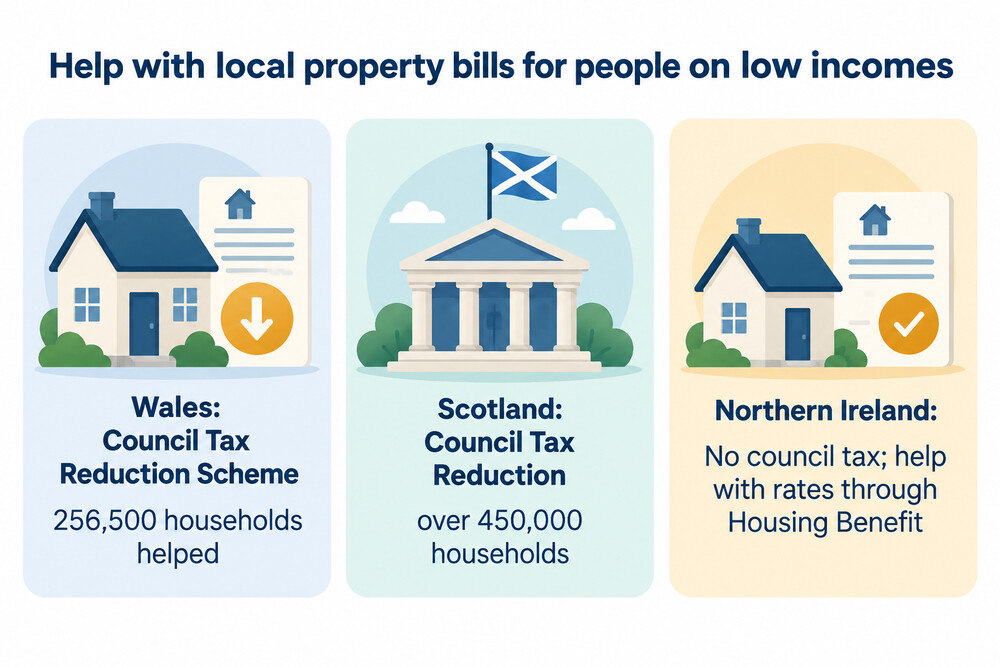 How help with local property bills works in each nation